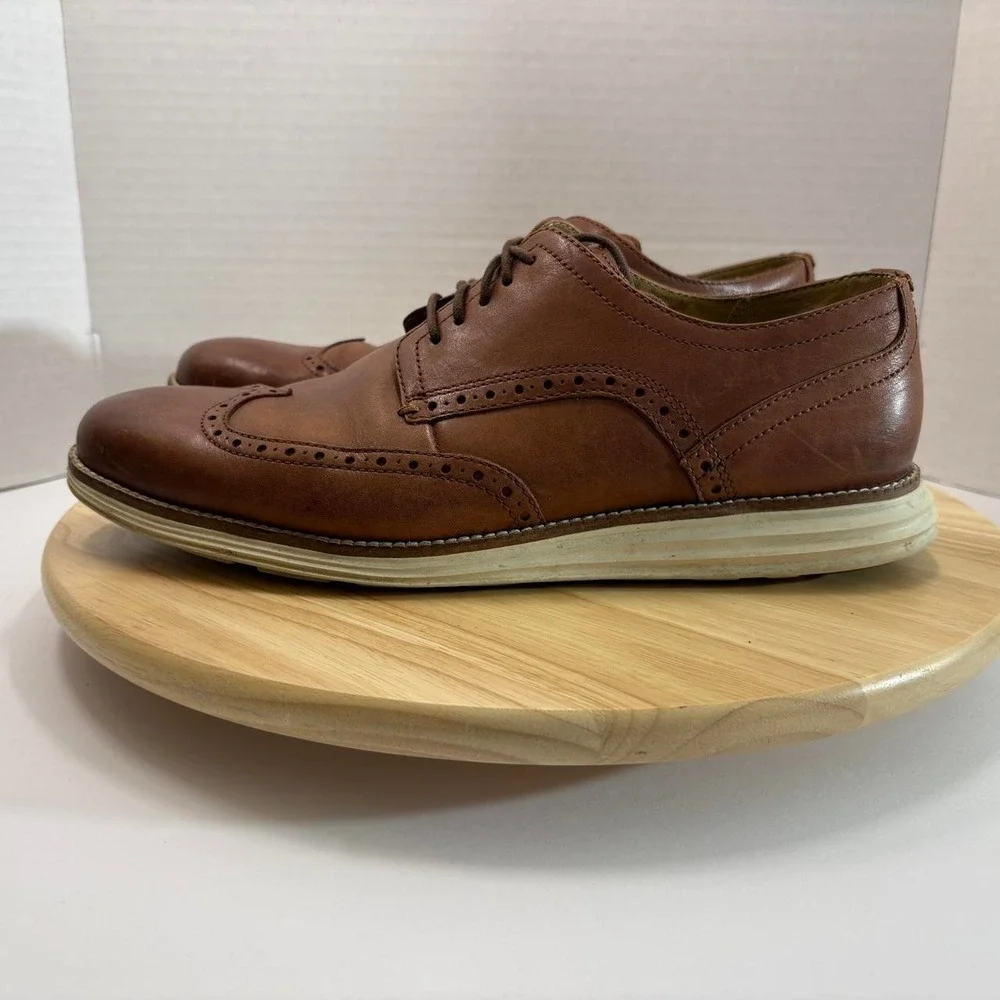 Aston Grey Collection Leu Cognac Tan Leather Oxford Dress Shoes C26471 Mens 11M